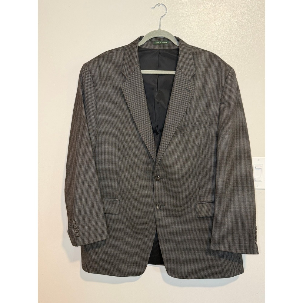 Lauren Ralph Lauren Mens Wool Blazer Grey Brown Houndstooth Sport Coat VTG